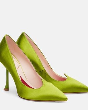 Roger Vivier I Love Vivier 100 Satin Court Shoes - Green