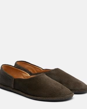 The Row Canal Calf Hair Slip-On Shoes - Brown