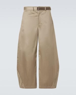 Sacai Cotton Chino Barrel-Leg Trousers - Natural