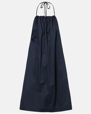Leset Yoko Gathered Cotton Minidress - Blue