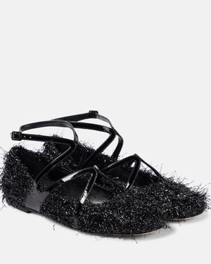 Jimmy Choo Astoria Tinsel Ballet Flats - Black
