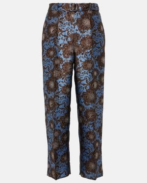 Max Mara Max Mara Elio Floral Jacquard Straight Trousers - Blue