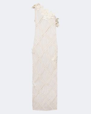 JW Anderson Floral-Applique Crochet Cotton Maxi Dress - White