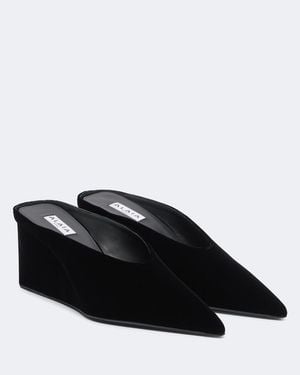 Alaïa Cube Velvet Wedge Mules - Black