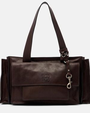 Miu Miu Utilitaire Leather Shoulder Bag - Black