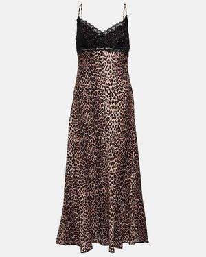 RIXO London Attiya Printed Slip Dress - Brown