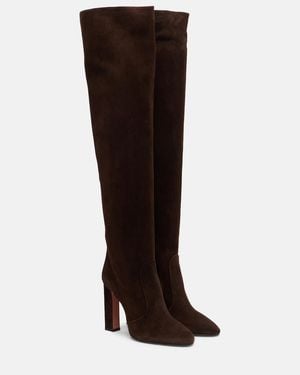 Aquazzura Joplin 105 Suede Knee-High Boots - Brown