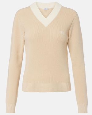 Loewe Jersey De Algodon Y Lana Con Double L - Neutro