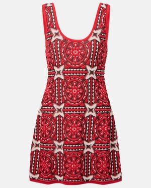 La DoubleJ Sole Star Cotton-Blend Jacquard Minidress - Red