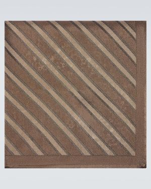 Brunello Cucinelli Striped Silk Pocket Square - Brown