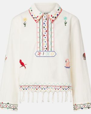 RIXO London Ludmilla Embroidered Cotton Top - White