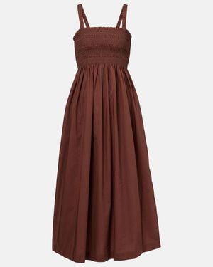 Heidi Klein Grasse Shirred Cotton Poplin Midi Dress - Brown