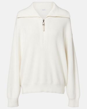 Brunello Cucinelli Jersey Oversized De Algodon Con Cuentas Monili - Blanco