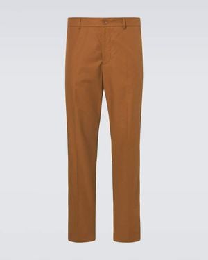 Moncler Cotton-Blend Straight Trousers - Brown