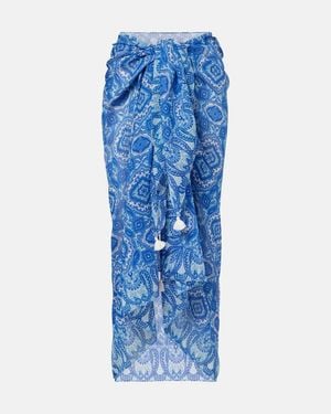 Heidi Klein Mykonos Printed Cotton And Silk Beach Cover-Up - Blue