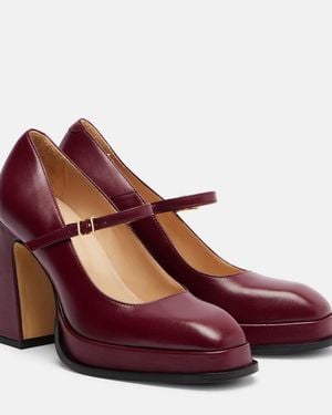 Souliers Martinez Casilda Leather Mary Jane Court Shoes - Red
