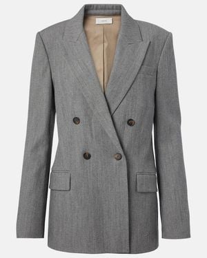 Vince Double-Breasted Wool-Blend Twill Blazer - Grey