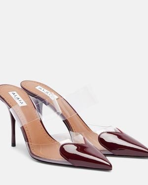 Alaïa Le Cour 90 Patent Leather And Pu Mules - Pink