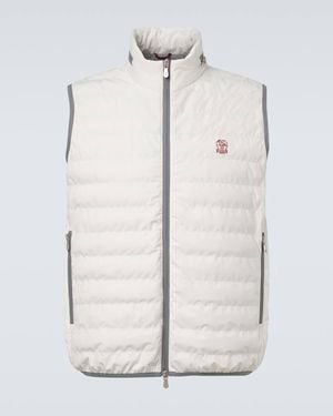 Brunello Cucinelli Logo Down Vest - White