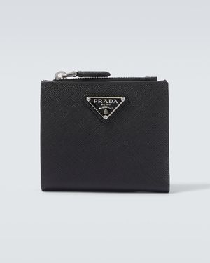 Prada Portemonnaie Saffiano Small Aus Leder - Schwarz