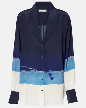 SIR. Mariner Printed Silk Crepe De Chine Shirt - Blue