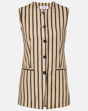 Max Mara Rodeo Striped Linen And Cotton-Blend Top - Natural