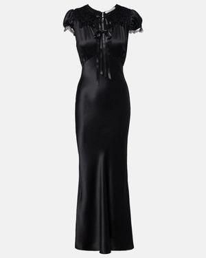 Rodarte Lace-Trimmed Silk Satin Maxi Dress - Black