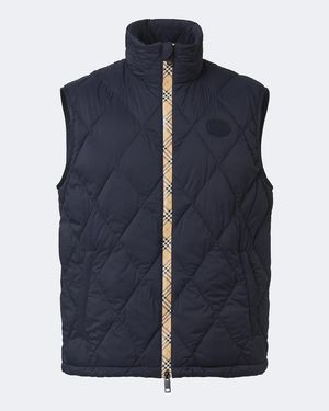 Burberry Check Quilted Vest - Blue