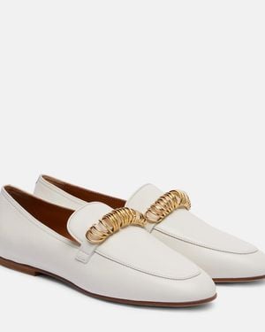 Tod's Embellished Leather Loafers - White