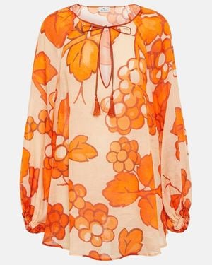 Etro Printed Ramie Tunic - Orange