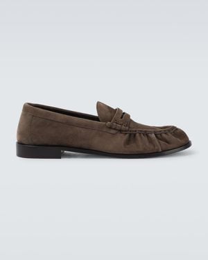Saint Laurent Le Loafer Suede Penny Loafers - Brown