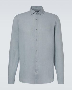 Frescobol Carioca Antonio Linen Shirt - Blue