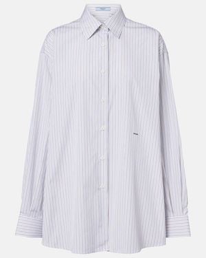 Prada Striped Oversized Cotton Poplin Shirt - White