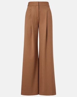 Veronica Beard Rimini Pinstripe Wide-Leg Trousers - Brown