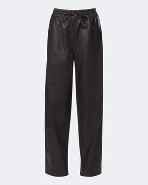 JOSEPH Nat Leather Barrel-Leg Trousers - Black