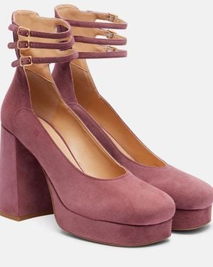 Chloé Loti 100 Suede Platform Court Shoes - Purple