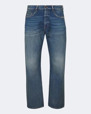 Saint Laurent Jeans Rectos Con Efecto Desgastado - Azul