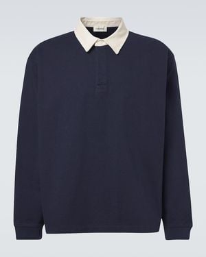 FRAME Cotton Jersey Polo Jumper - Blue
