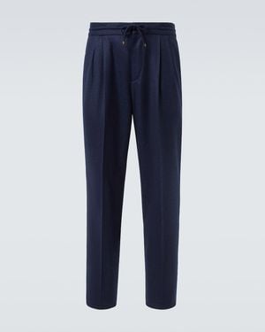 Brunello Cucinelli Virgin Wool Straight Trousers - Blue