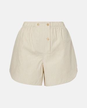 The Row Nicasia Striped Cotton Poplin Shorts - Natural