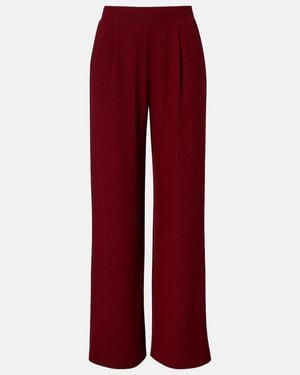Leset Lauren Pleated Jersey Wide-Leg Pants - Red