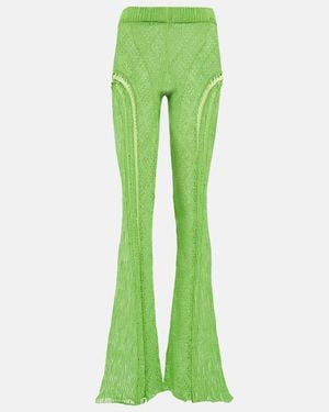 Roberta Einer Disco High-Rise Flared Cotton Pants - Green
