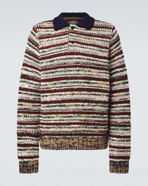 Sacai Striped Cotton-Blend Polo Jumper - Multicolour