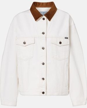 Prada Chaqueta De Denim Con Ante - Blanco