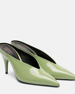 Gucci 97 85 Patent Leather Mules - Green