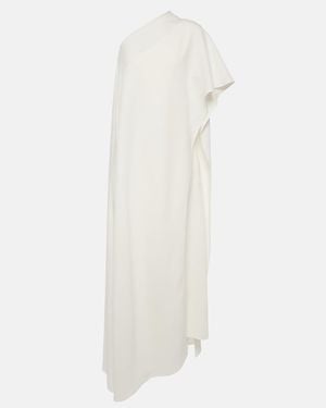 Valentino Caped Asymmetric Silk Midi Dress - White