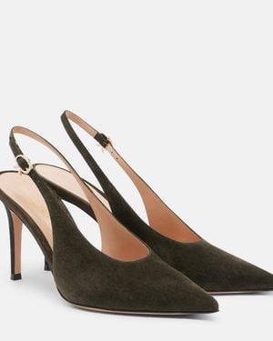 Gianvito Rossi Robbie Suede Slingback Court Shoes - Green