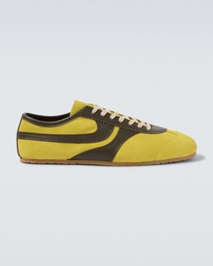Dries Van Noten Leather-Trimmed Suede Trainers - Yellow