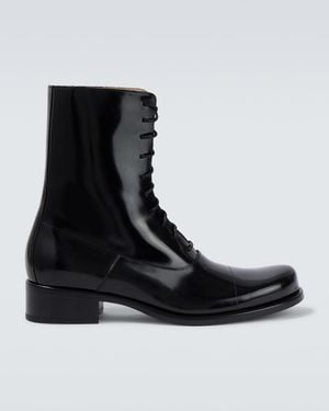 The Row Kai Patent Leather Lace-Up Boots - Black