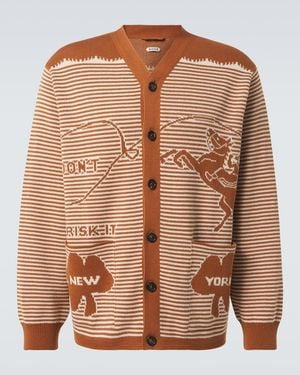 Bode Buckaroo Striped Cotton Cardigan - Brown